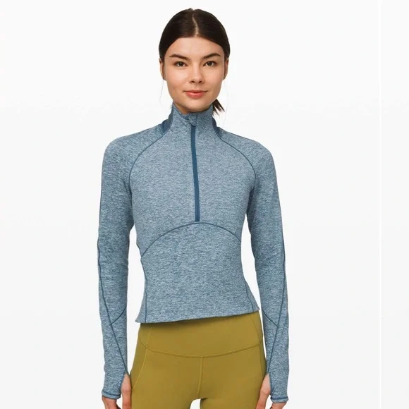 NWOT Lululemon Always Alert 1/2 Zip
Heathered Petrol Blue size 8 - Picture 1 of 9